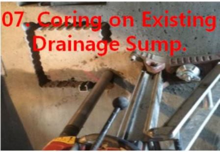 Coring on Existing Drainage Sump.