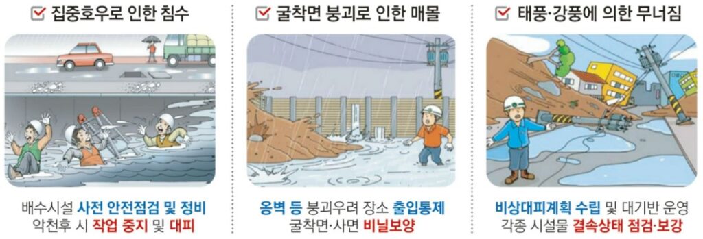 장마철 건설현장 핵심안전수칙